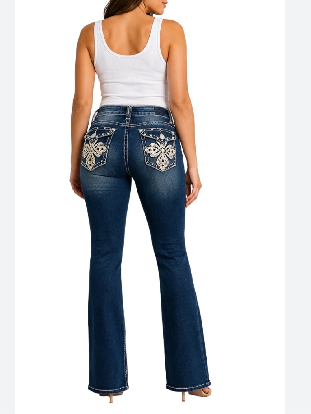 Embellished Dark Blue Bootcut Women’s Jeans size 11/12